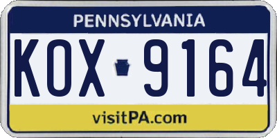 PA license plate KOX9164