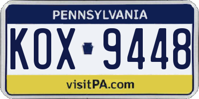 PA license plate KOX9448