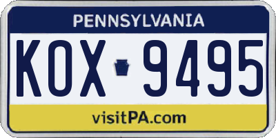 PA license plate KOX9495