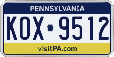 PA license plate KOX9512