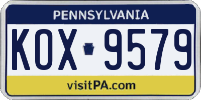 PA license plate KOX9579