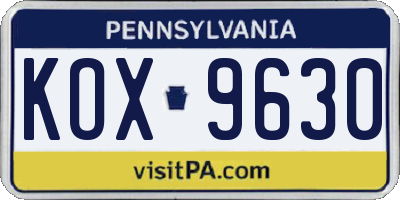 PA license plate KOX9630