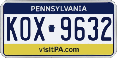 PA license plate KOX9632