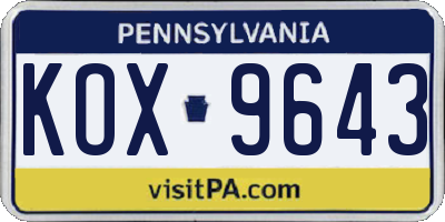 PA license plate KOX9643