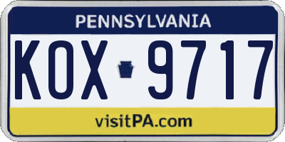 PA license plate KOX9717
