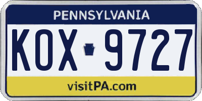 PA license plate KOX9727