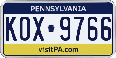 PA license plate KOX9766