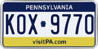 PA license plate KOX9770