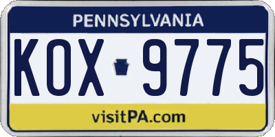 PA license plate KOX9775
