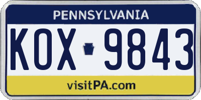 PA license plate KOX9843