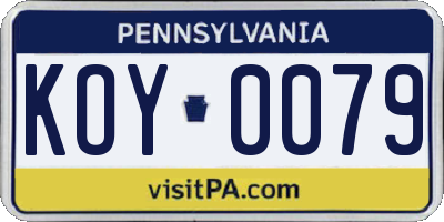 PA license plate KOY0079