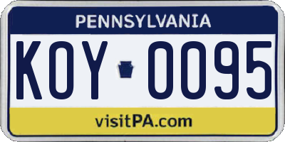 PA license plate KOY0095
