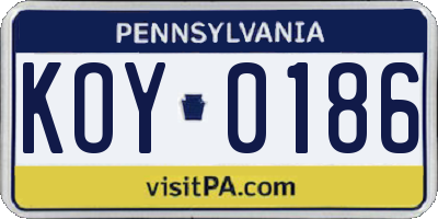PA license plate KOY0186