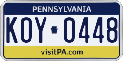 PA license plate KOY0448