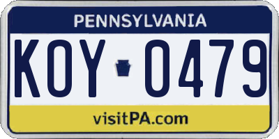 PA license plate KOY0479