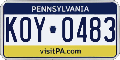 PA license plate KOY0483