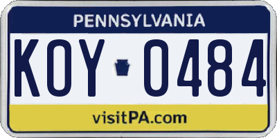 PA license plate KOY0484
