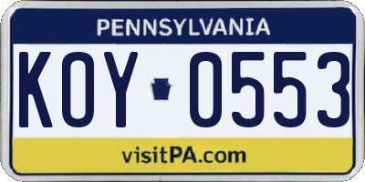 PA license plate KOY0553