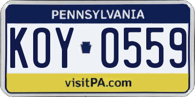 PA license plate KOY0559