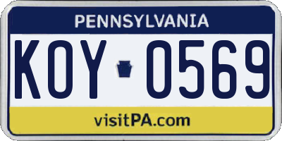 PA license plate KOY0569