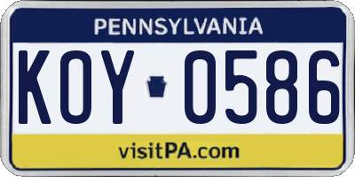 PA license plate KOY0586