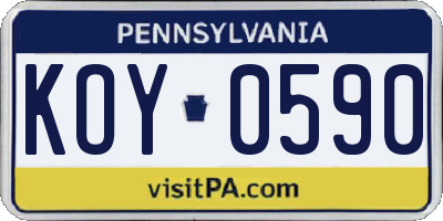 PA license plate KOY0590