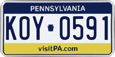 PA license plate KOY0591