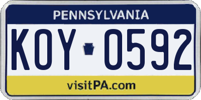 PA license plate KOY0592
