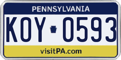 PA license plate KOY0593