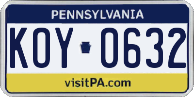 PA license plate KOY0632