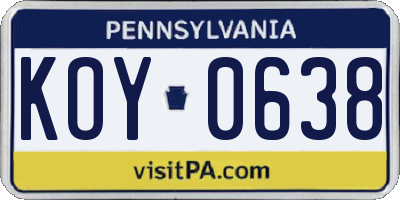 PA license plate KOY0638