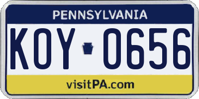 PA license plate KOY0656