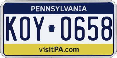 PA license plate KOY0658