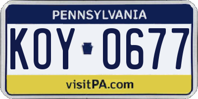 PA license plate KOY0677