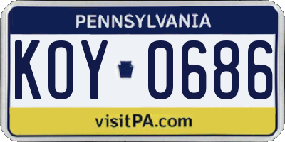 PA license plate KOY0686
