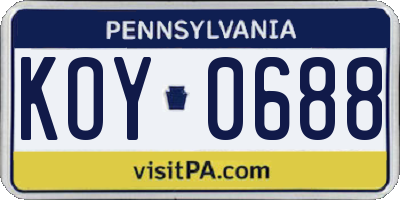PA license plate KOY0688