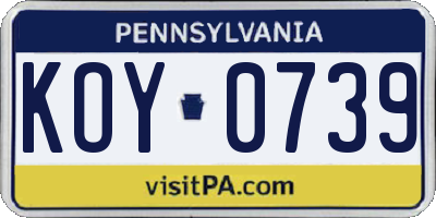 PA license plate KOY0739