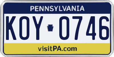 PA license plate KOY0746