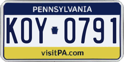 PA license plate KOY0791