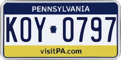 PA license plate KOY0797