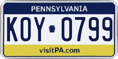PA license plate KOY0799