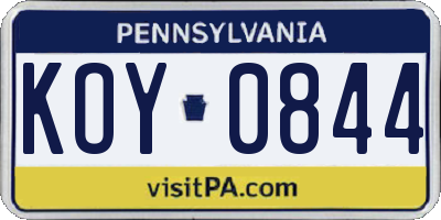 PA license plate KOY0844