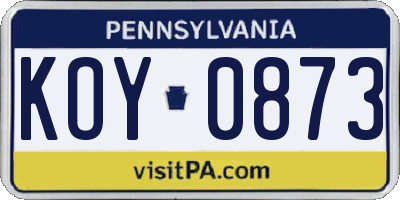 PA license plate KOY0873