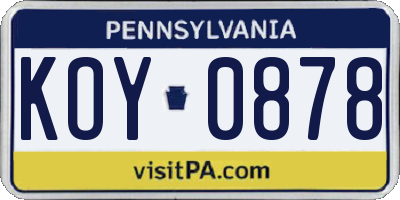 PA license plate KOY0878
