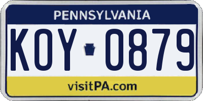 PA license plate KOY0879