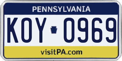 PA license plate KOY0969