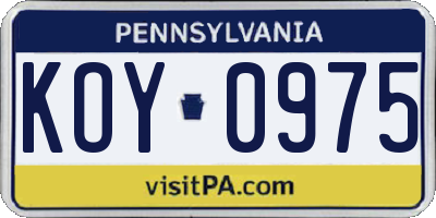 PA license plate KOY0975