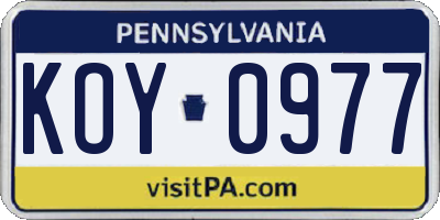 PA license plate KOY0977