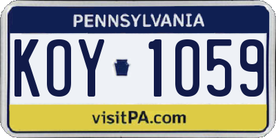 PA license plate KOY1059