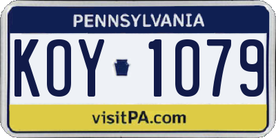 PA license plate KOY1079